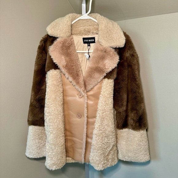 Steve Madden Willow Multi Faux Fur Coat women’s Size Small - Picture 1 of 6